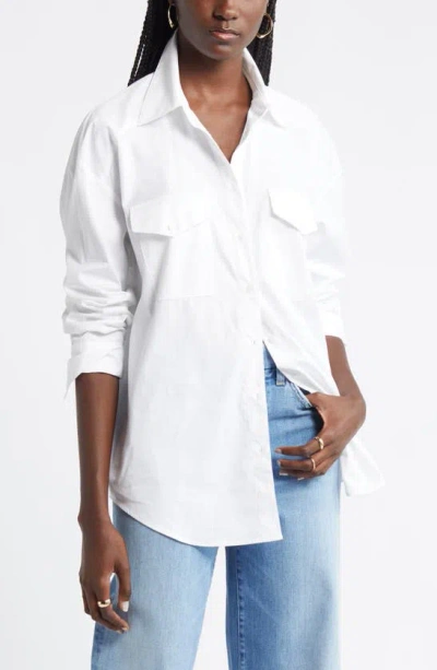 Nordstrom Poplin Two-pocket Button-up Shirt In White