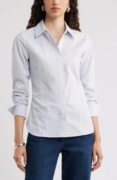 Nordstrom Poplin Waisted Button Down Shirt In Blue