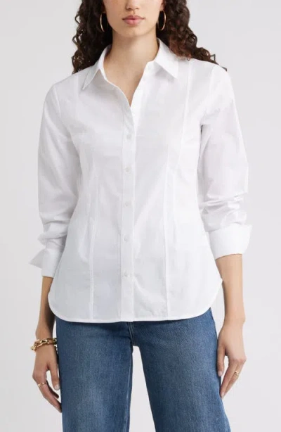 Nordstrom Poplin Waisted Button Down Shirt In White
