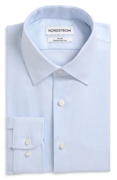 Nordstrom Premium Non-iron Trim Fit Dress Shirt In Blue Dash Stripe