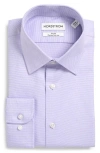 Nordstrom Premium Non-iron Trim Fit Dress Shirt In White- Purple Triangle Pat