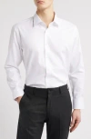 Nordstrom Premium Non-iron Trim Fit Dress Shirt In White Star Triangle Pat