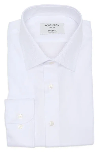 Nordstrom Premium Non-iron Trim Fit Dress Shirt In White Star Triangle Pat