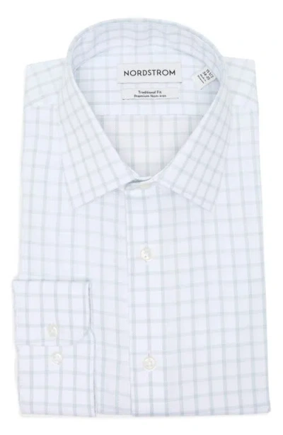 Nordstrom Premium Non-iron Trim Fit Windowpane Check Dress Shirt In Green Window