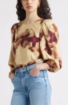 NORDSTROM NORDSTROM PRINT BLOUSON SLEEVE TOP