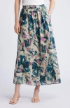 NORDSTROM NORDSTROM PRINT COTTON & SILK MAXI SKIRT