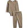 Nordstrom Print Cotton Bodysuit & Joggers Set In Green Vetiver Rockets
