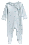 Nordstrom Babies' Print Cotton Footie In Blue Drift Whale Friends