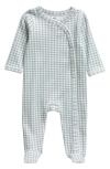 Nordstrom Babies' Print Cotton Footie In Green Mirror Gingham