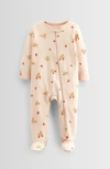 Nordstrom Print Cotton Footie In Pink
