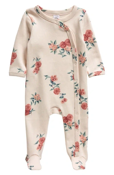 Nordstrom Babies' Print Cotton Footie In Pink Morganite Leona Floral