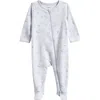 Nordstrom Babies'  Print Cotton Footie Romper In Blue Ice Sea Animals