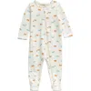 Nordstrom Print Cotton Footie Romper In Ivory Egret Tiny Cars