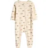 Nordstrom Babies'  Print Cotton Footie Romper In Ivory Pristine Dachshunds