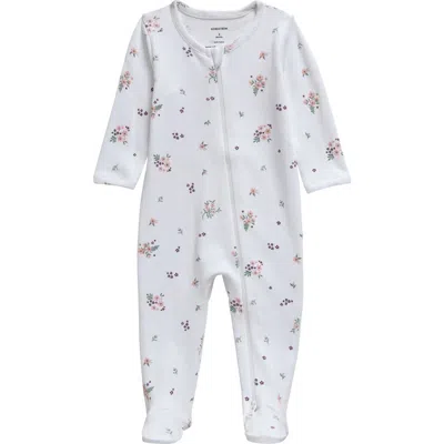 Nordstrom Babies'  Print Cotton Footie Romper In White Little Bouquet