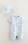 Nordstrom Babies'  Print Cotton Henley Romper & Hat Set