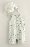 Nordstrom Print Cotton Henley Romper & Hat Set