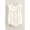 Nordstrom Print Cotton Jersey Ruffle Romper In White