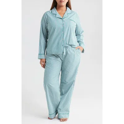 Nordstrom Print Cotton Pajamas In Green Storm Even Stripe