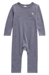 Nordstrom Print Cotton Pocket Romper In Grey Folkstone Dino Tracks