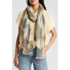 Nordstrom Print Modal & Silk Scarf In Beige- Blue Dyed Floral