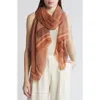 Nordstrom Print Modal & Silk Scarf In Brown Shaped Stripes