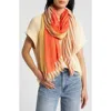 Nordstrom Print Modal & Silk Scarf In Coral Striped Collage