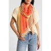 Nordstrom Print Modal & Silk Scarf In Coral Striped Collage