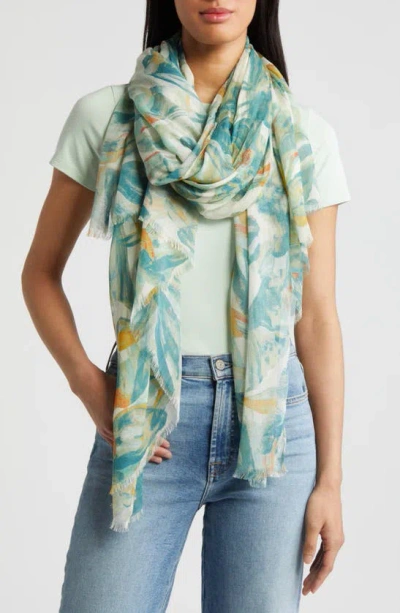 Nordstrom Print Modal & Silk Scarf In Green Flutter Abstract