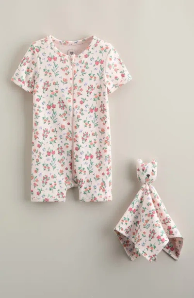 Nordstrom Babies'  Print Romper & Lovey Set In White