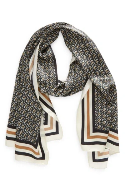 Nordstrom Print Silk Oblong Scarf In Black- Yellow Butterfly