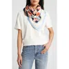 Nordstrom Print Silk Square Scarf In Ivory Woven Geo