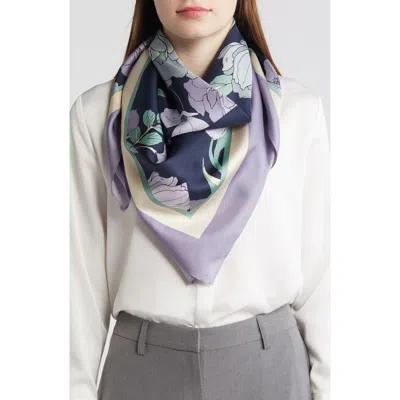 Nordstrom Print Silk Square Scarf In Navy Split Floral