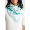 Nordstrom Print Silk Square Scarf In Teal Ombre Wave