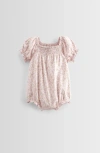 Nordstrom Babies'  Print Smocked Bubble Romper In Pink