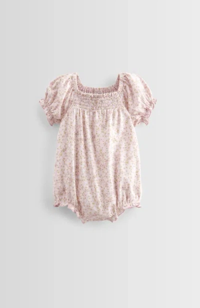 Nordstrom Babies'  Print Smocked Bubble Romper In Pink