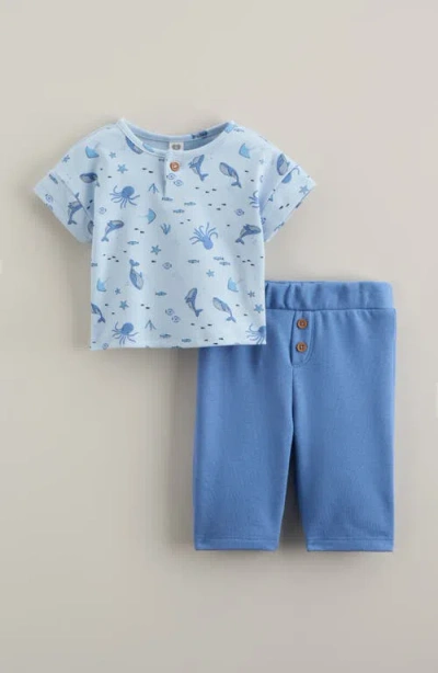 Nordstrom Babies'  Print T-shirt & Pants Set In Blue