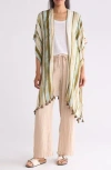 Nordstrom Print Tassel Duster In Olive Burnt Sunstripe
