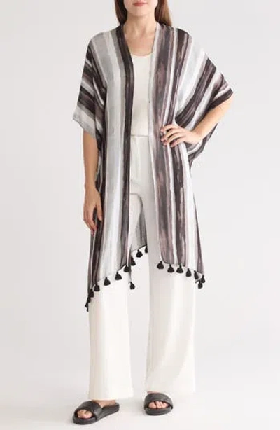 Nordstrom Print Tassel Duster In White Sunstripe