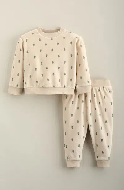 Nordstrom Babies'  Print Velour Sweatshirt & Joggers Set In Brown