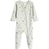 Nordstrom Babies'  Print Zip Cotton Footie In Green Hush Forest