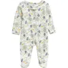 Nordstrom Babies'  Print Zip Cotton Footie In Green Hush Owl Forest