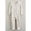 Nordstrom Print Zip Cotton Footie In White