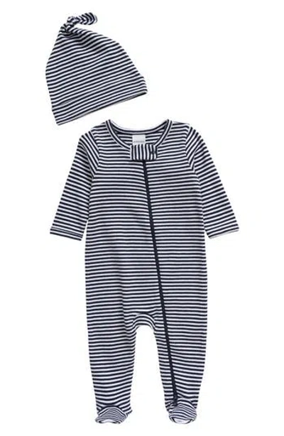 Nordstrom Babies'  Print Zip Footie & Beanie Set In Black