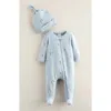 Nordstrom Babies'  Print Zip Footie & Beanie Set In Blue