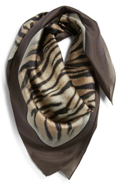 Nordstrom Printed Square Silk Scarf In Brown