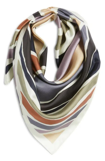 Nordstrom Printed Square Silk Scarf In Cream Wavy Lines