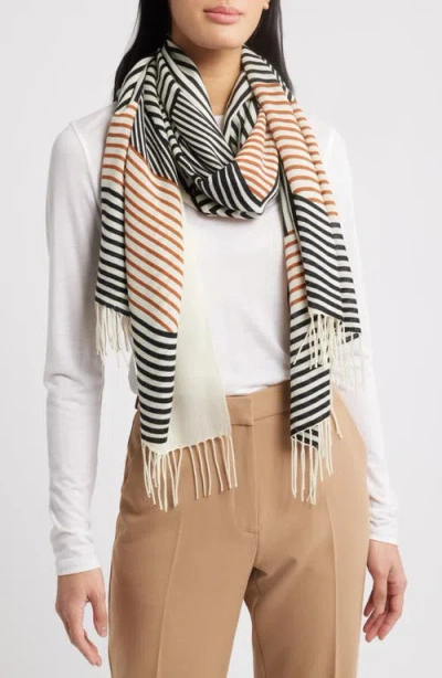 Nordstrom Printed Wool & Cashmere Tissue Wrap In Ivory Curved Stripes