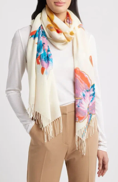 Nordstrom Printed Wool & Cashmere Tissue Wrap In Ivory Trailing Floral