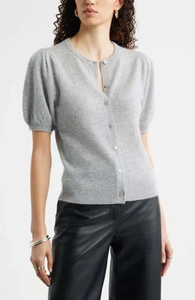 Nordstrom Puff Sleeve Cashmere Cardigan In Gray